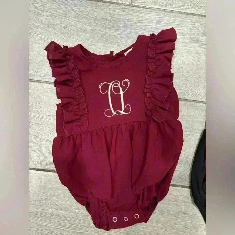 2 Bailey’s Blossom Babygirl Romper with Embroidered O size 9-12 - Picture 5 of 8